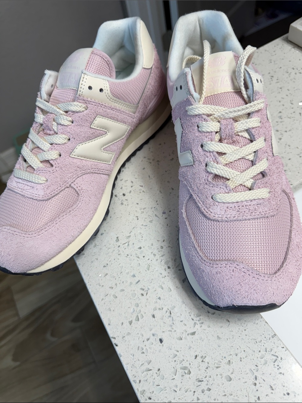 New Balance Women's Pastel Pink Suede & Mesh Sneakers
